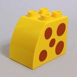 画像1: 6056643【Yellow】デュプロ 2x3x2カーブブリック(斑点模様,キリン,両面プリント) 1個