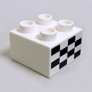 画像: 6101162【White】デュプロ 2x2ブリック(チェッカーフラッグ柄) 1個