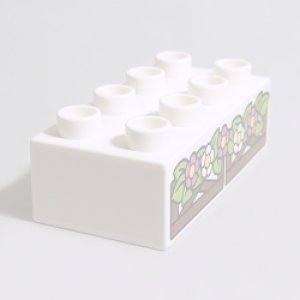 画像: 6212886【White】デュプロ 2x4ブリック(花々) 1個